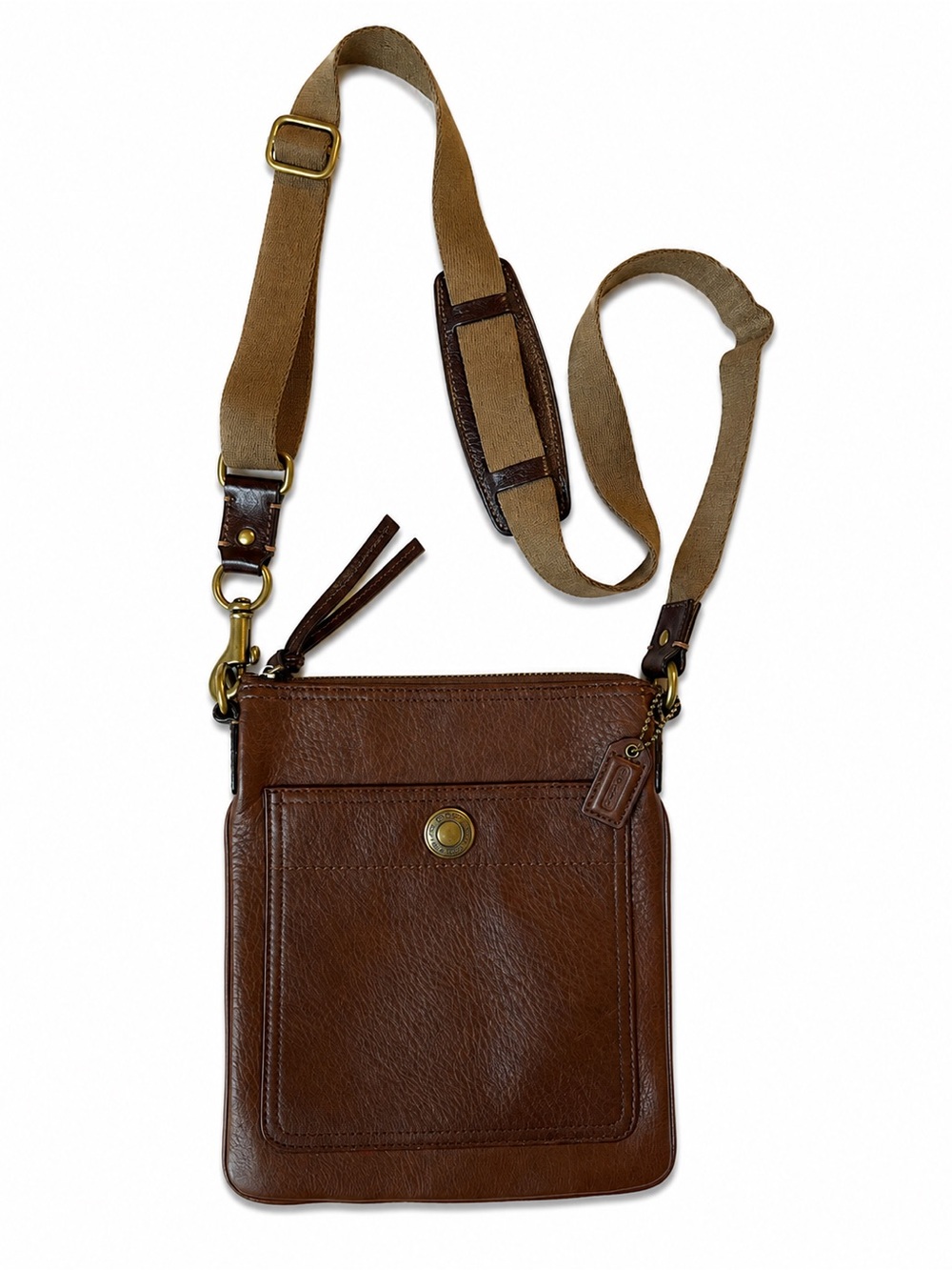 Coach Bleecker Brown Leather Flight Crossbody Bag